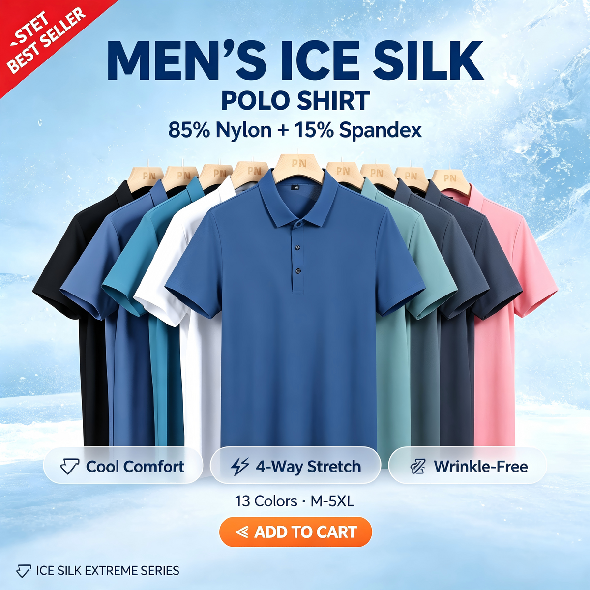 Men's Premium Ice Silk Polo Shirt | Quick Dry & Breathable | Business Casual & Light Sports
